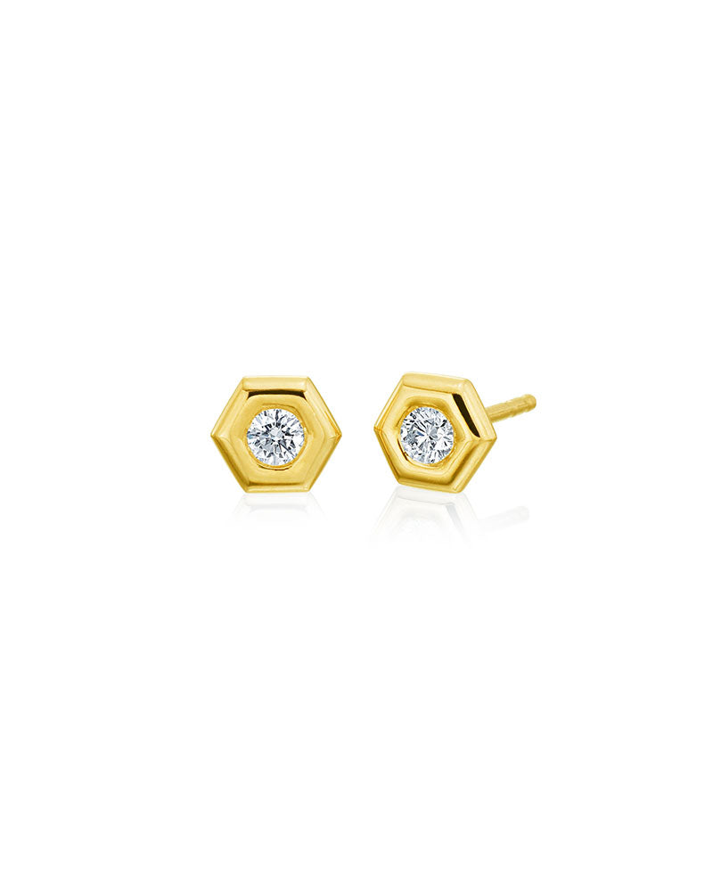 Gumuchian Honeybee "B" Diamond Mini Stud Earrings