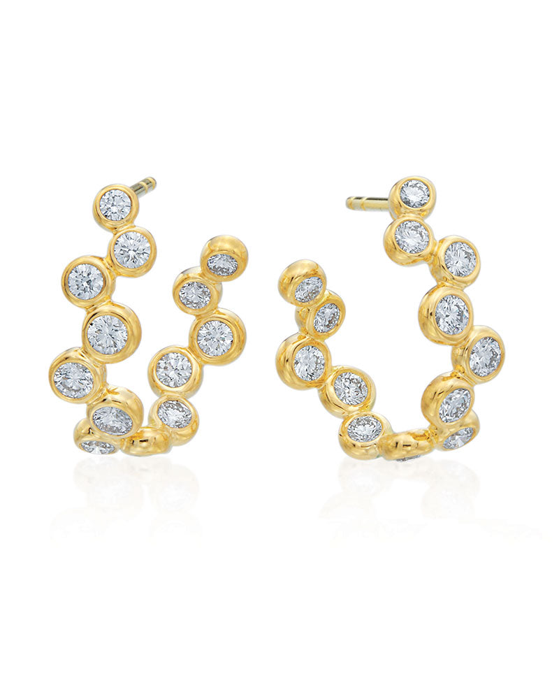 Gumuchian Moonlight Diamond Bezel-Set ZigZag Hoop Earrings