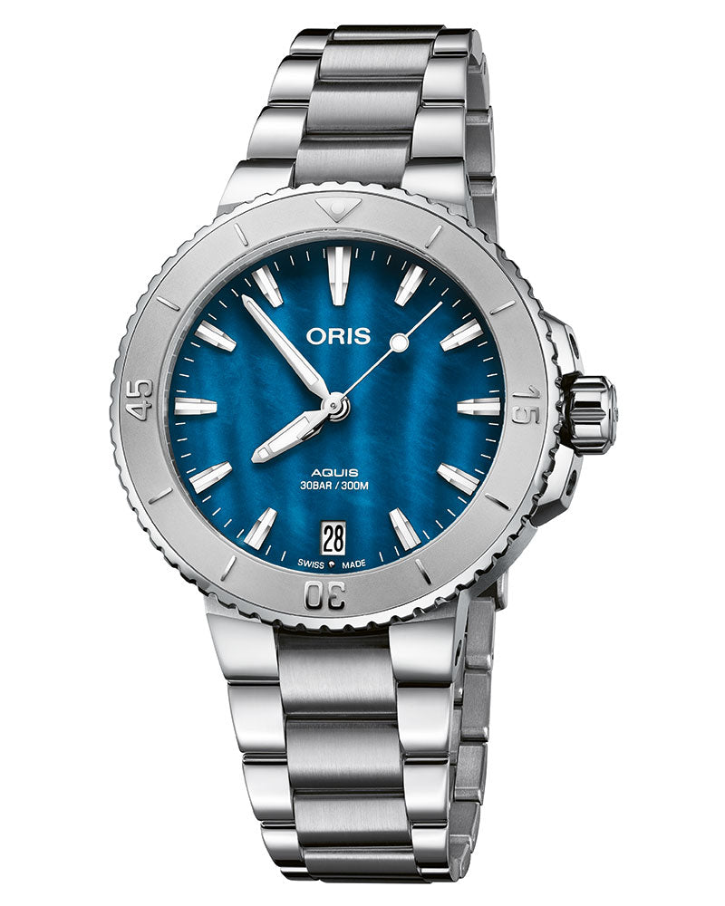 Oris Aquis Date 36.5mm Mother-of-Pearl Blue
