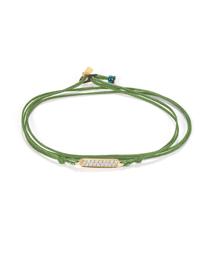 Oskar Gydell Diamond Batch Bracelet with Olive Green Cord