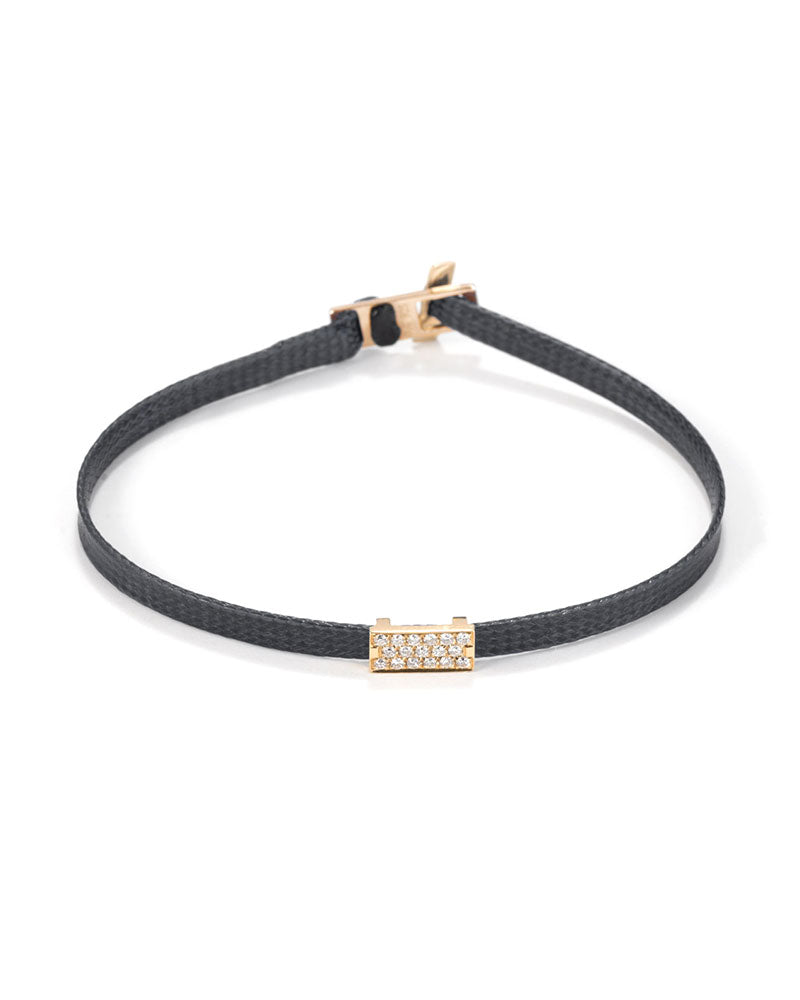 Oskar Gydell Diamond Flat Cord Bracelet in black