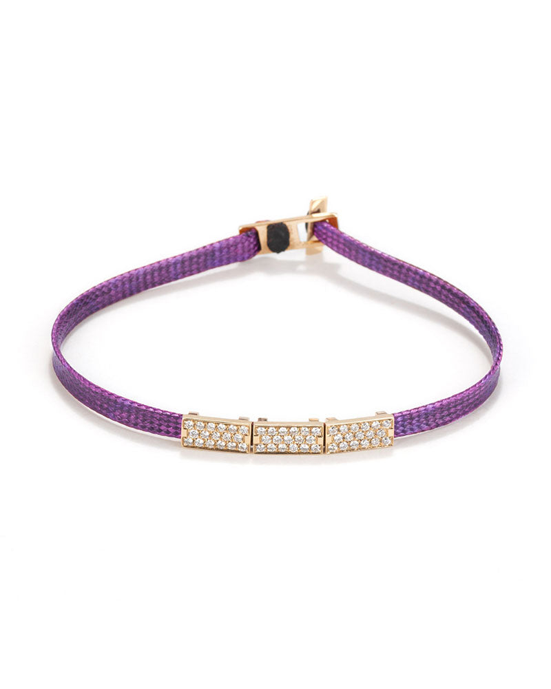 Oskar Gydell Diamond Flat Cord Bracelet Triple in Purple