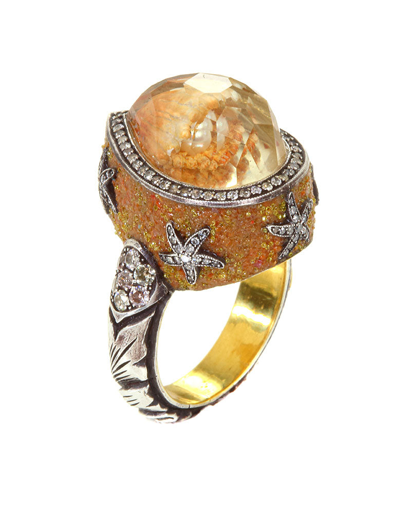 Topaz Dome Ring with Starfish Motif