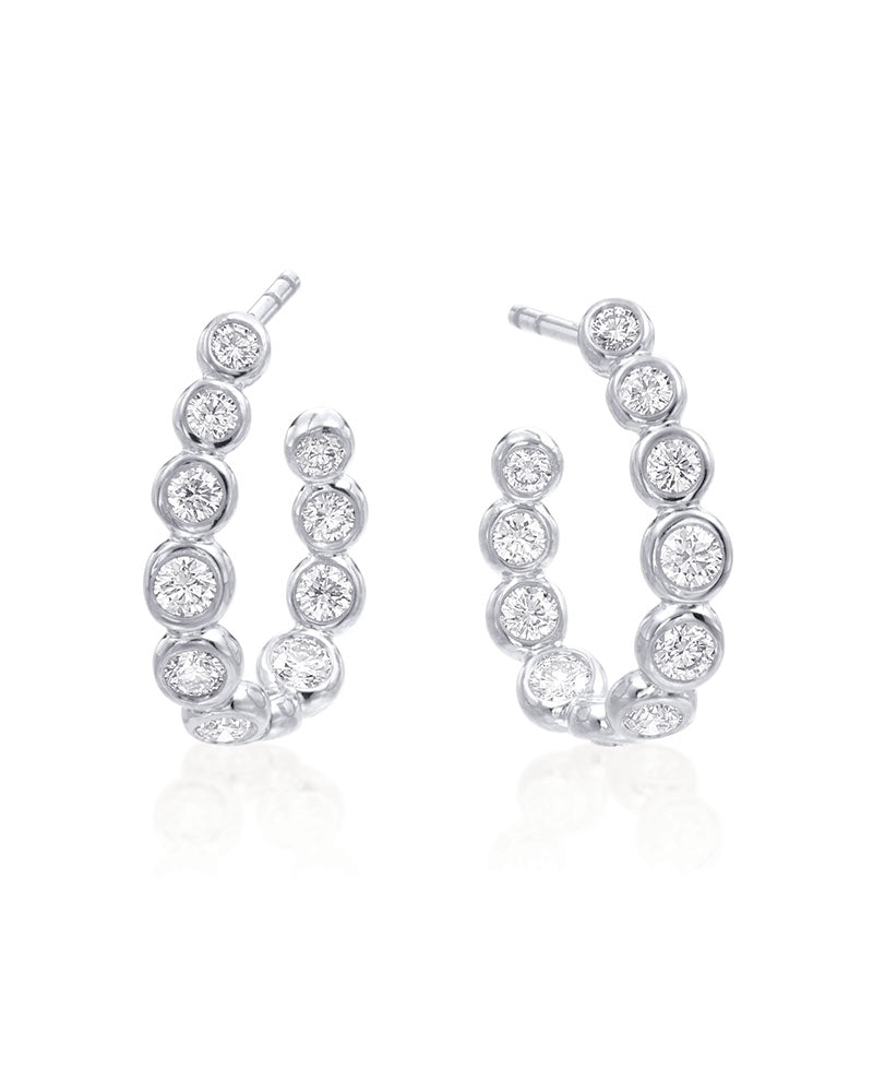 Gumuchian Moonlight Diamond Bezel-Set Small Hoop Earrings