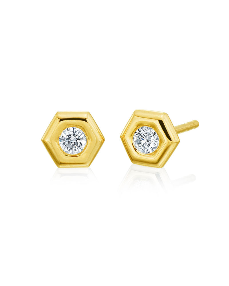 Gumuchian Honeybee "B" Diamond Mini Stud Earrings