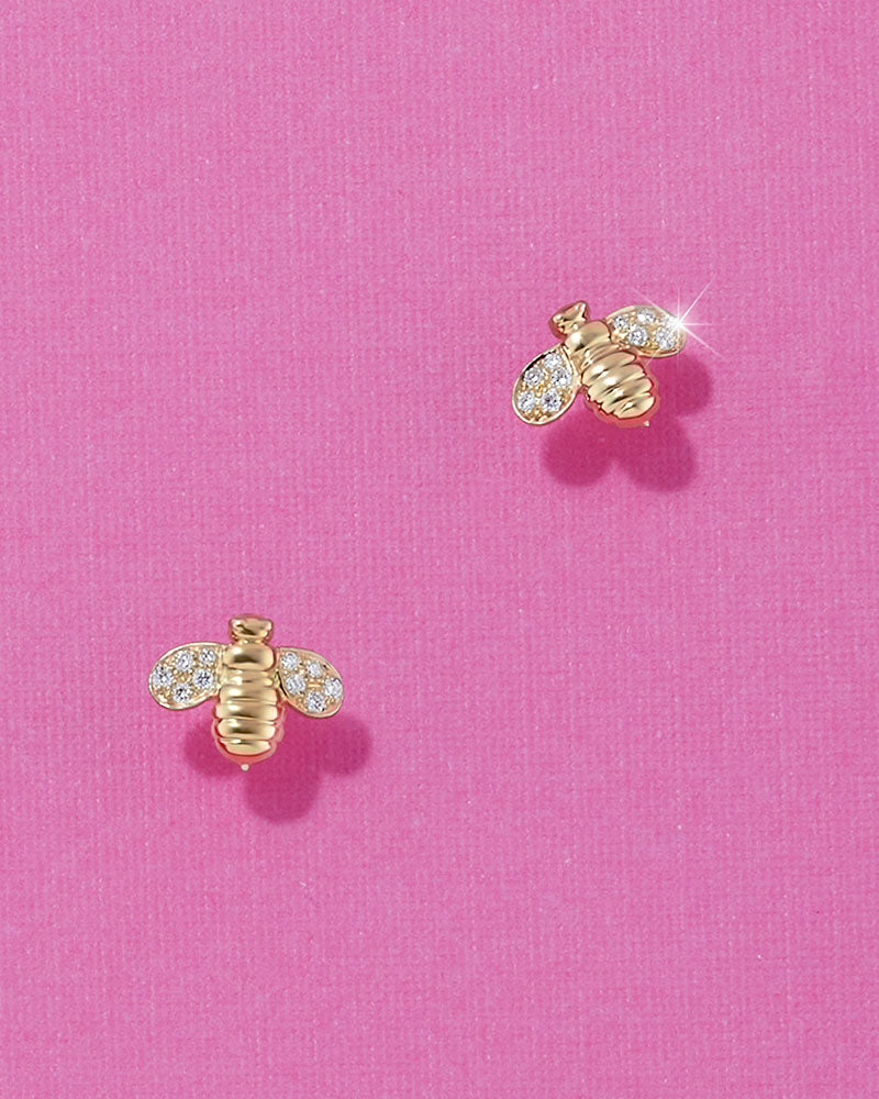 Gumuchian Honeybee "B" Diamond Worker B Stud Earrings