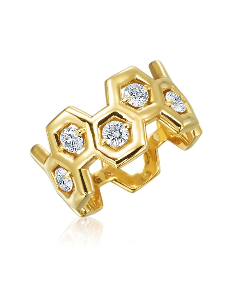 Gumuchian Honeybee "B" Halfway Diamond Ring