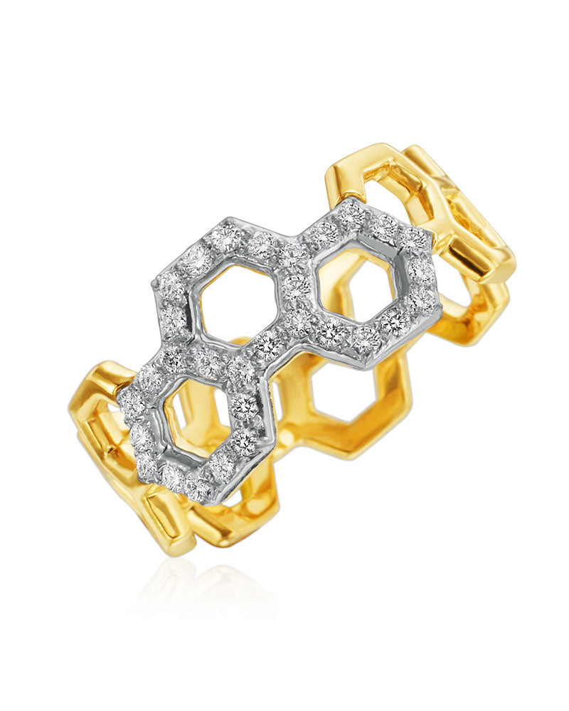 Gumuchian Honeybee "B" Two-Tone Diamond Pavé Ring