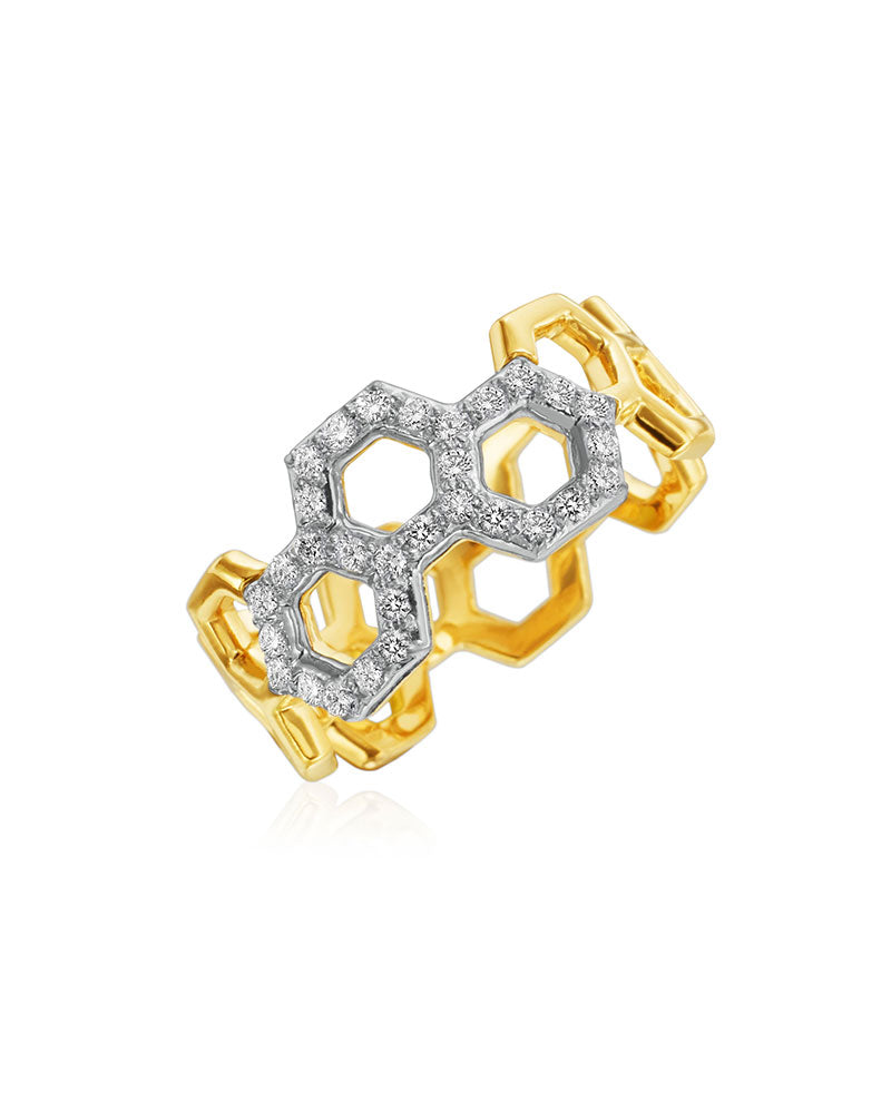 Gumuchian Honeybee "B" Two-Tone Diamond Pavé Ring