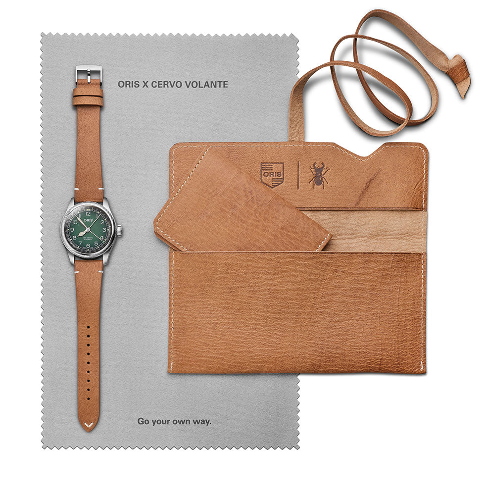 Oris Big Crown x Cervo Volante green dial with pouch