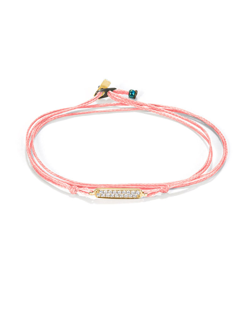 Oskar Gydell Diamond Batch Bracelet with Pink Cord