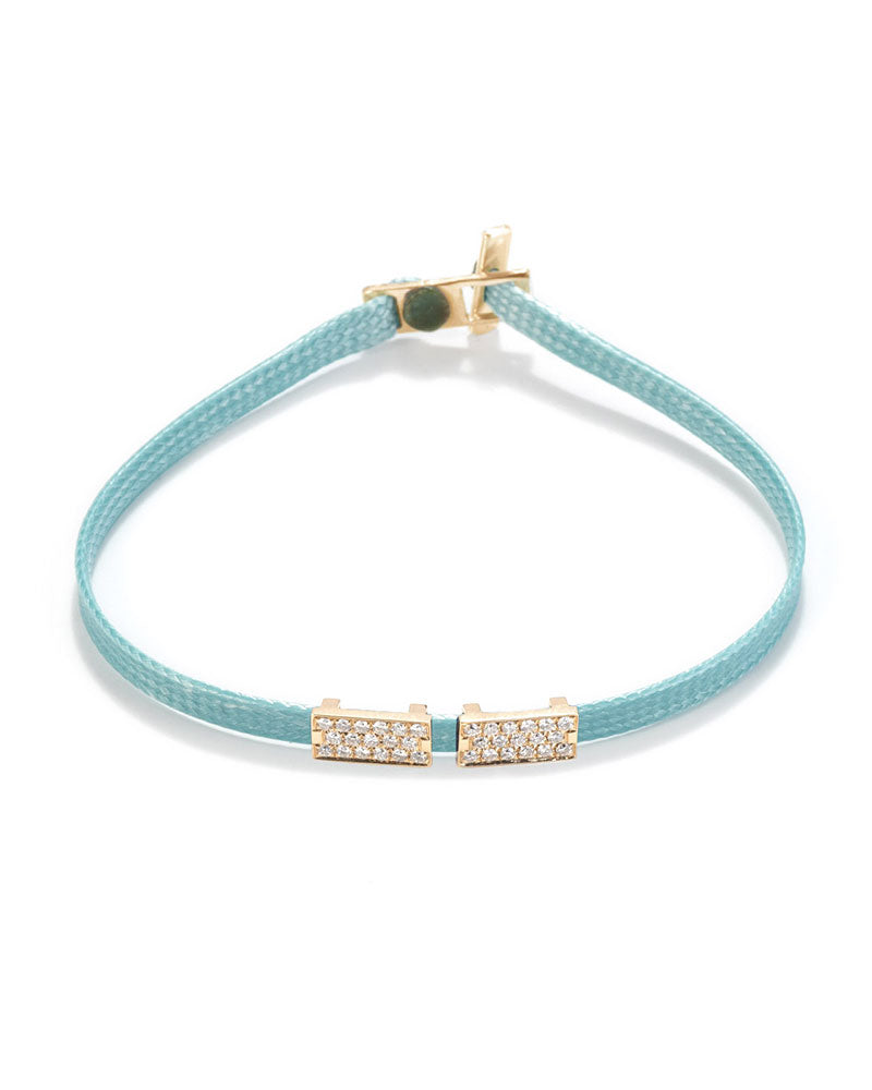 Oskar Gydell Diamond Flat Cord Bracelet Double in Turquoise